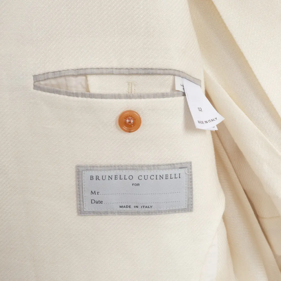 Brunello Cucinelli Summer Suit Size EU52 Short White Linen Blend