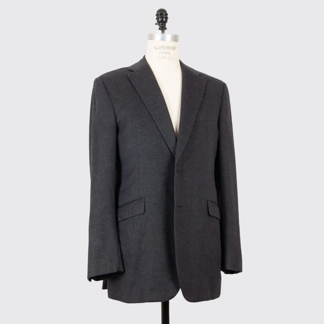 Oxxford Clothes Cashmere Suit Size 46 L Tall Charcoal Gray Bespoke