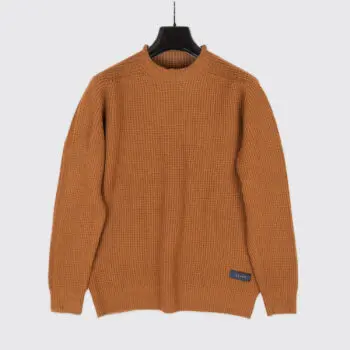 Sease Sweater Size XL Men Tan Textured Knit Virgin Wool Crew Neck