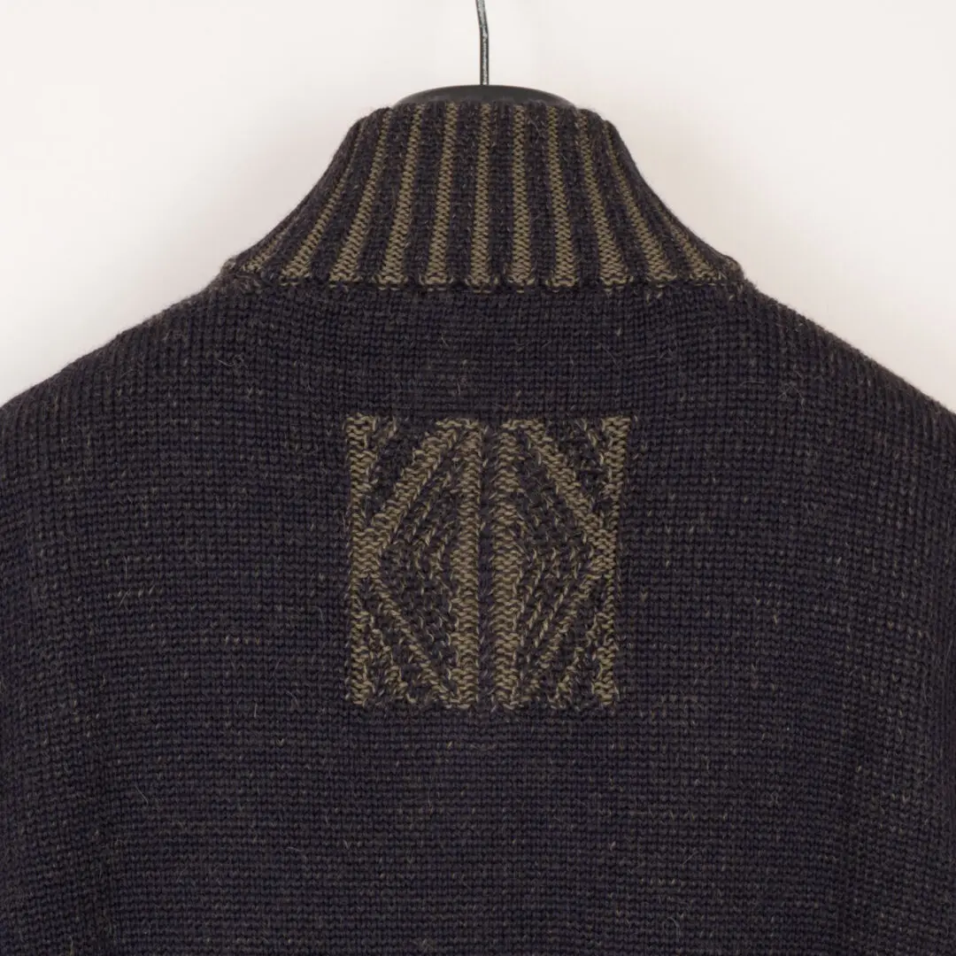 Inis Meain Full Zip Sweater Men Size M Speckled Navy Alpaca Silk