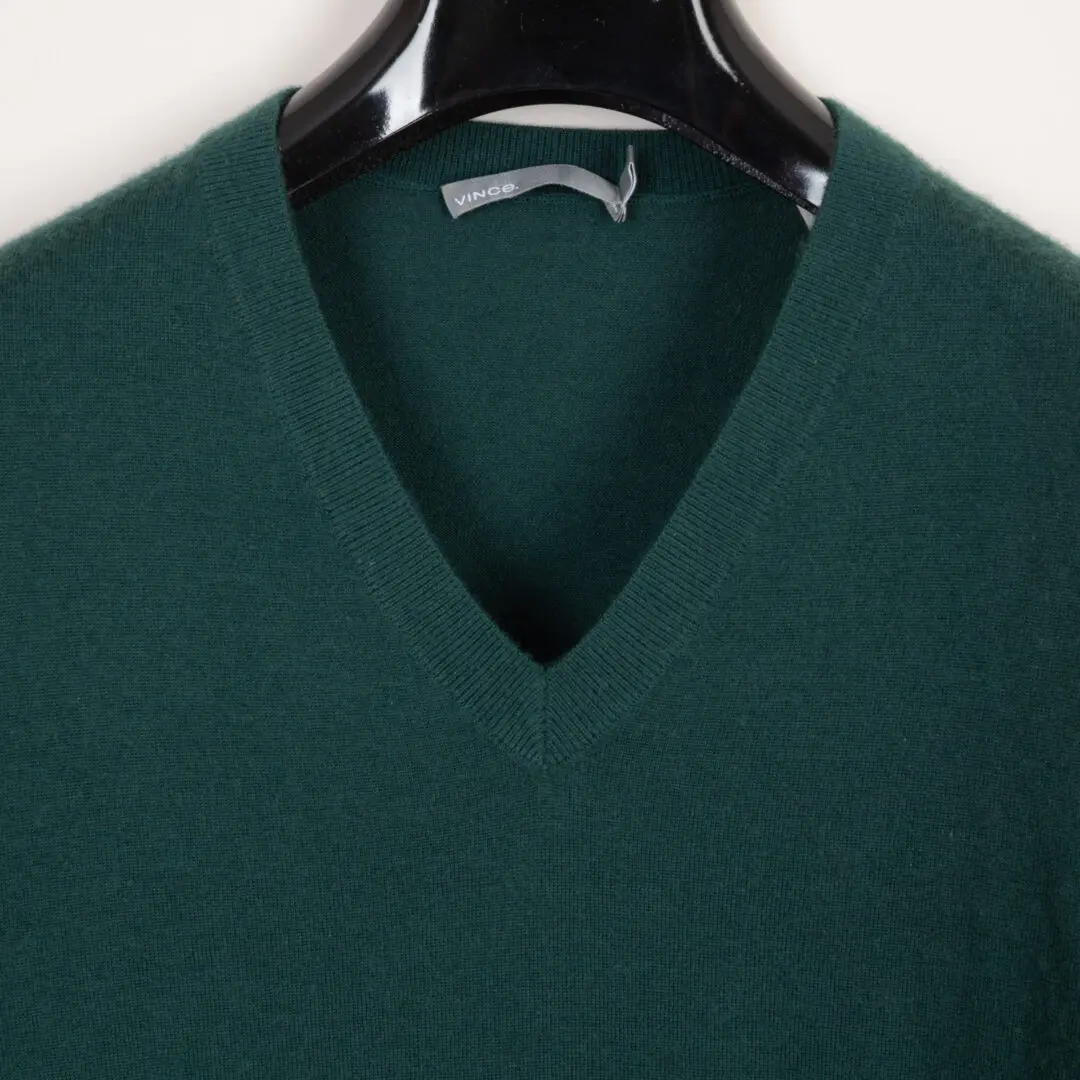 Vince Deep Forest Green Size S Men Light Cashmere V Neck Sweater