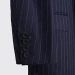 Richard Anderson Bespoke Suit Size 36 S Navy Stripe Wool 3-Piece
