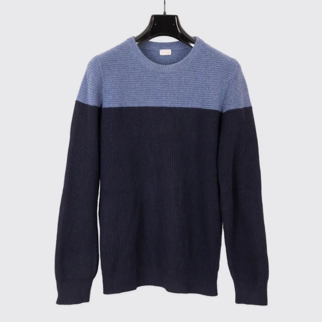 Luciano Barbera Cashmere Sweater Size EU50 Navy Blue Color Block