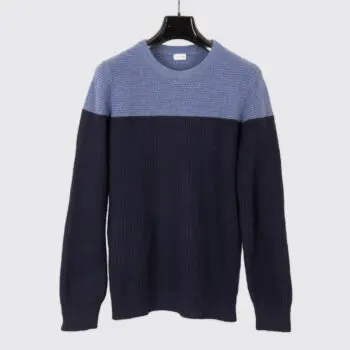 Luciano Barbera Cashmere Sweater Size EU50 Navy Blue Color Block 4