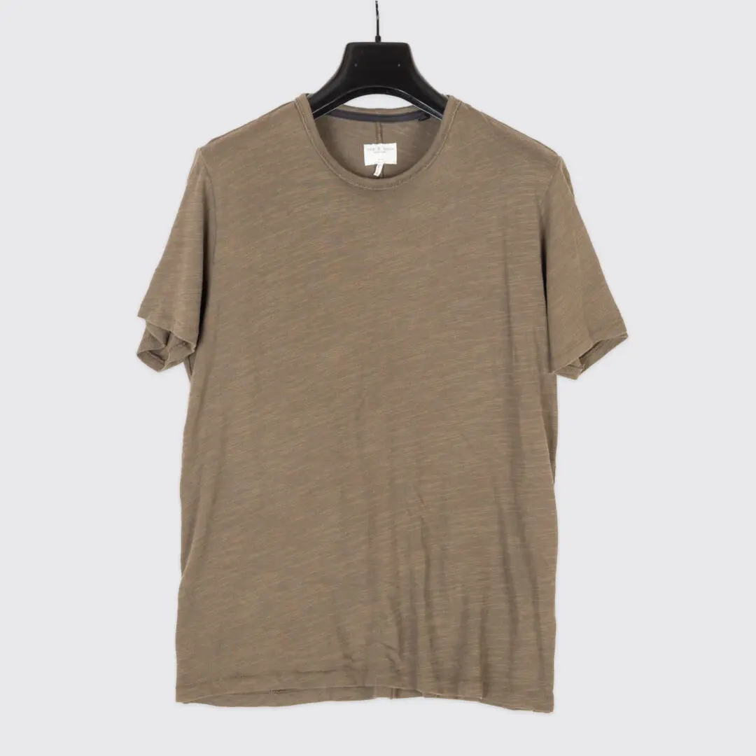 Rag & Bone T-Shirt Men Size M Olive Knit Cotton Short Sleeve