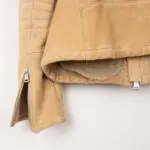 Ralph Lauren Black Label XXL Shearling Leather Moto Jacket Beige