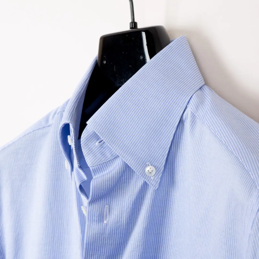 Michael Browne Shirt Light Blue Pinstripe Cotton Button Down