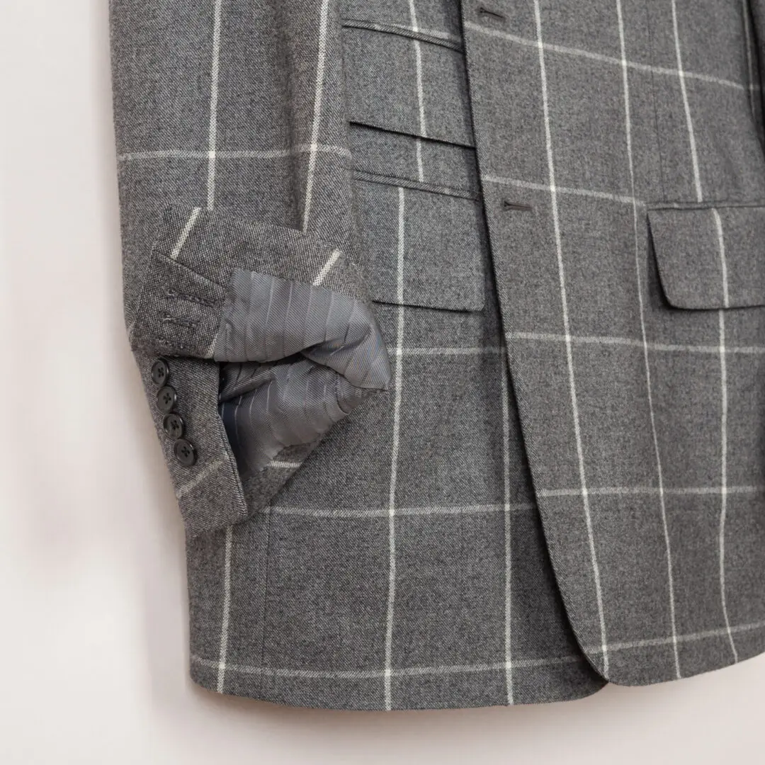 Tom Ford Suit Size EU56 L Gray Windowpane Check Wool Peak Lapel