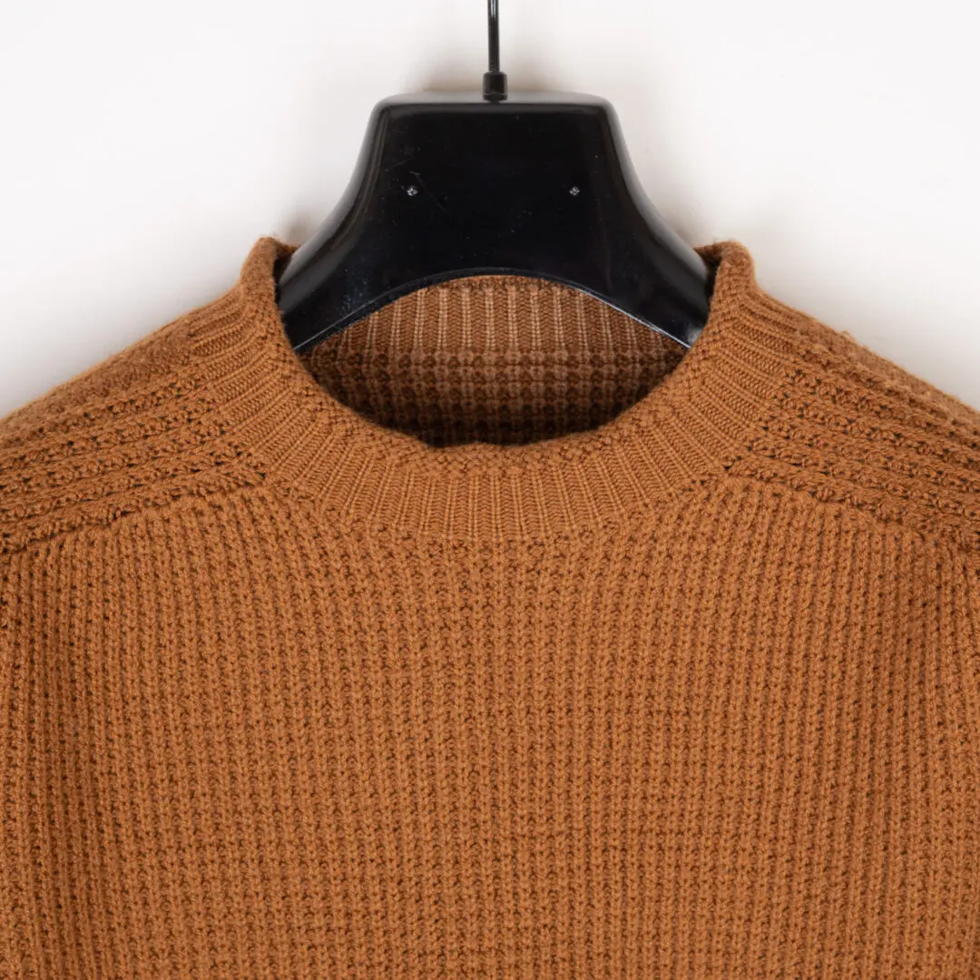 Sease Sweater Size XL Men Tan Textured Knit Virgin Wool Crew Neck