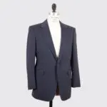 Alan Flusser Custom Suit Size 38 Navy Blue Wool Stripe One Button