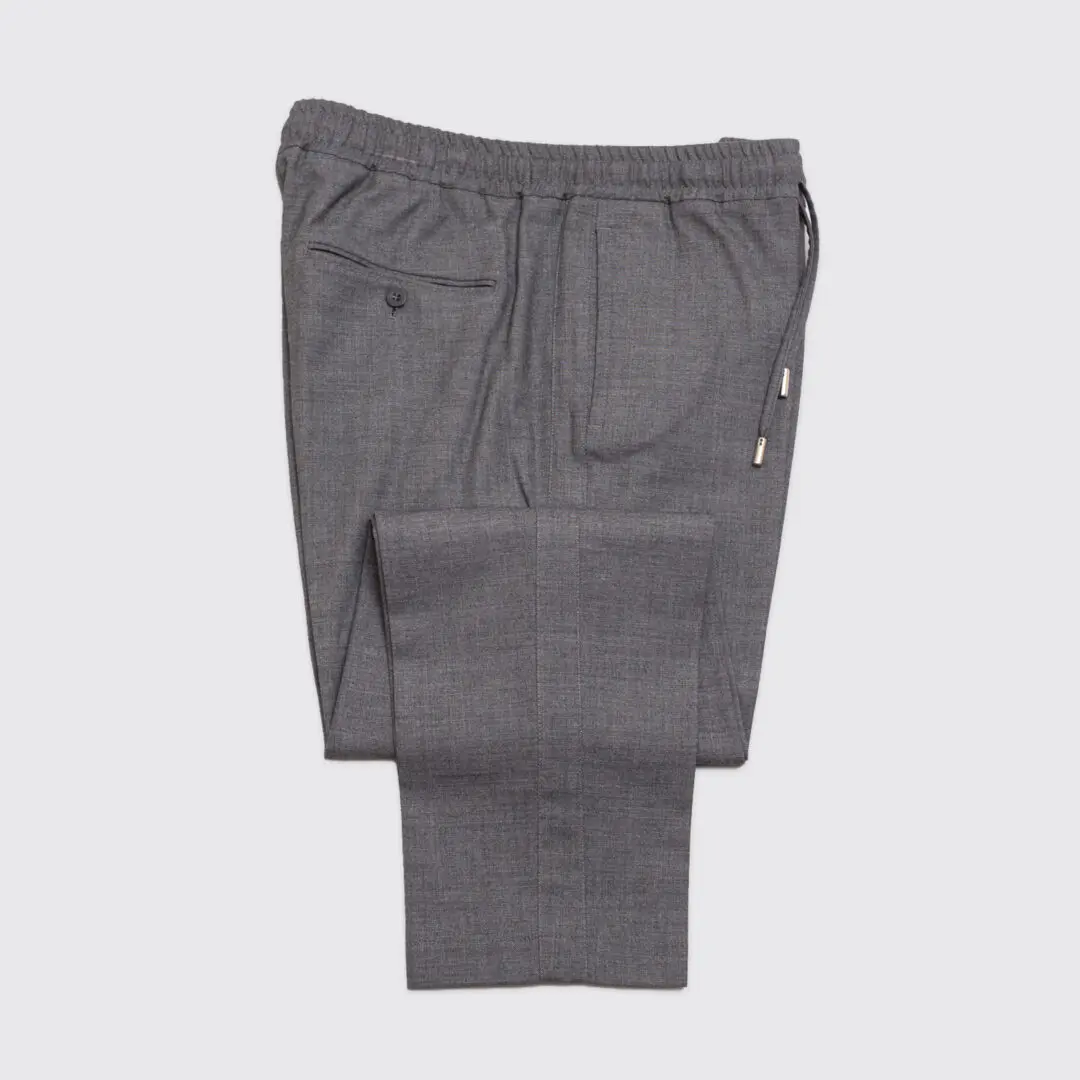 Mr P. Drawstring Trousers W36 Gray Stretch Wool Made in Italy