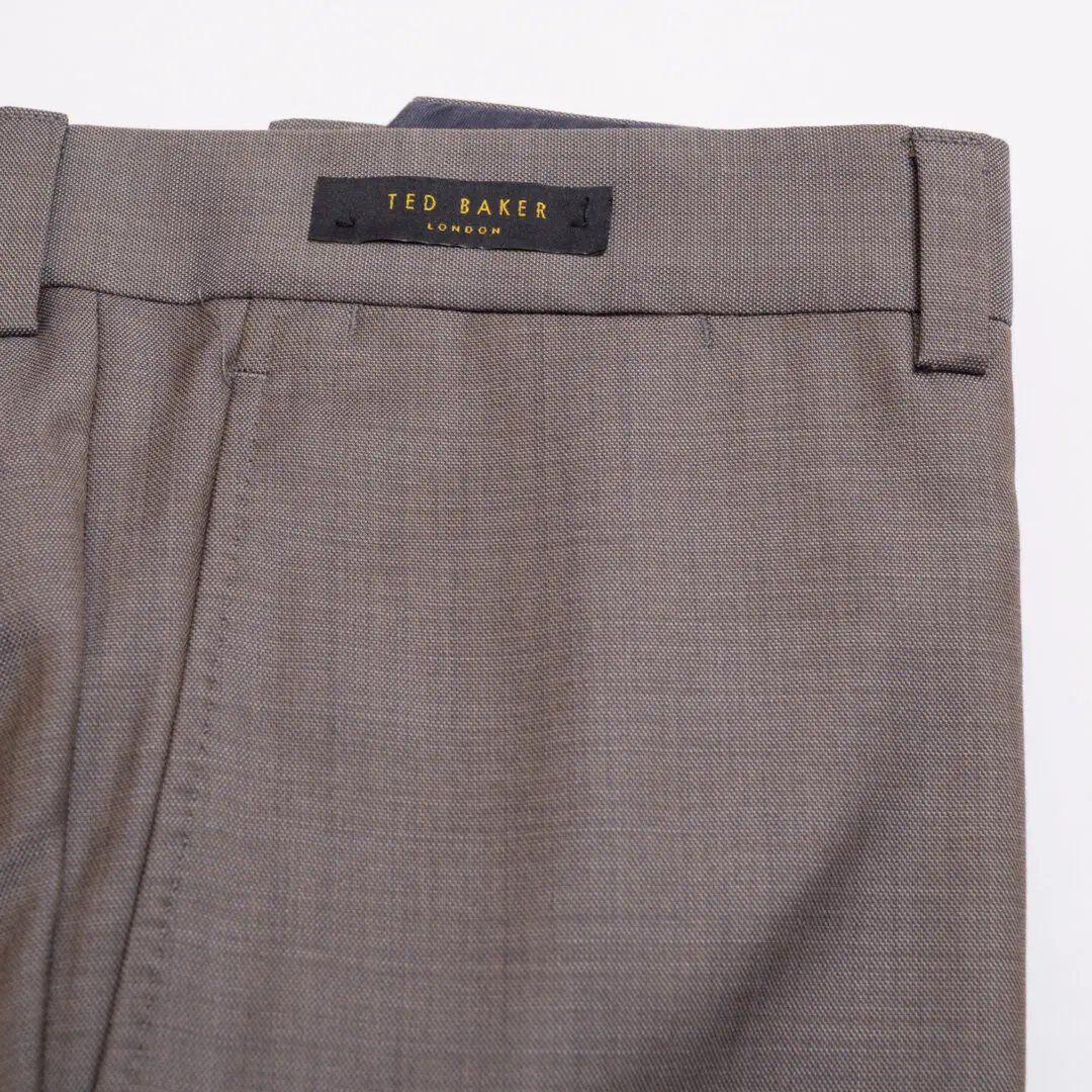 Ted Baker Dress Pants Size W38 Men Warm Gray Wool Flat Front