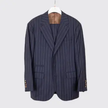 Brunello Cucinelli Suit Size EU52 C Navy Chalk Stripe Virgin Wool 4