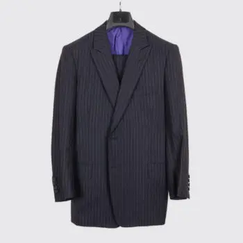 Leonard Logsdail Suit Size 36 Dark Navy Stripe Wool Two Button