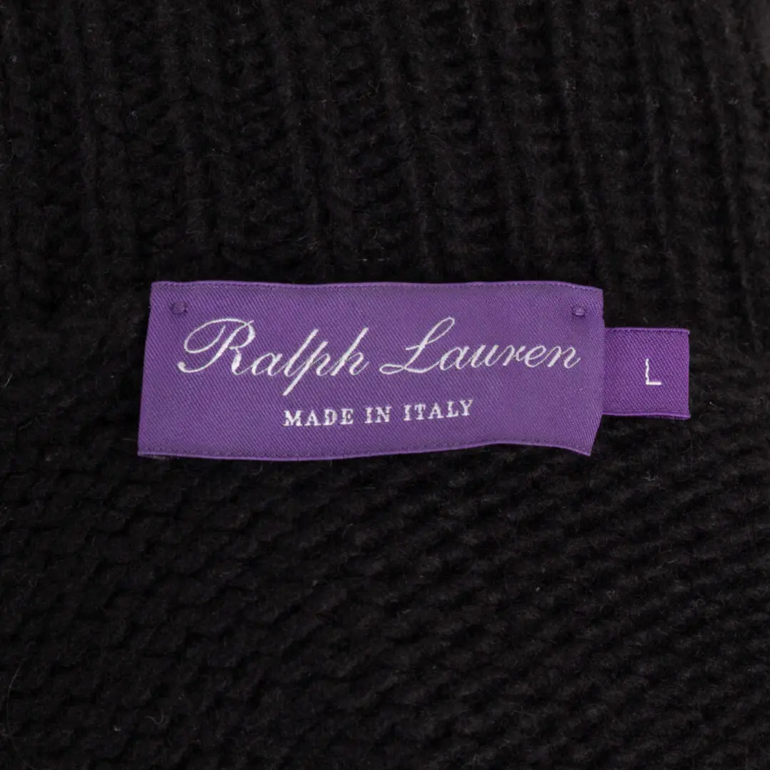 Ralph Lauren Purple Label Size L Black Cashmere Rollneck Sweater