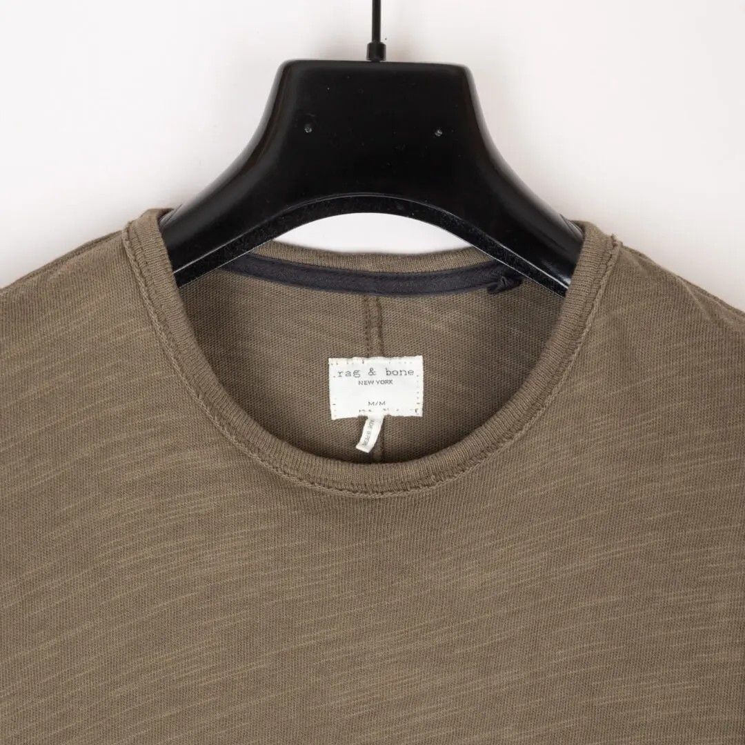 Rag & Bone T-Shirt Men Size M Olive Knit Cotton Short Sleeve