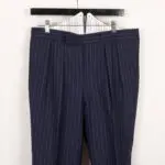 Richard Anderson Bespoke Suit Size 36 S Navy Stripe Wool 3-Piece