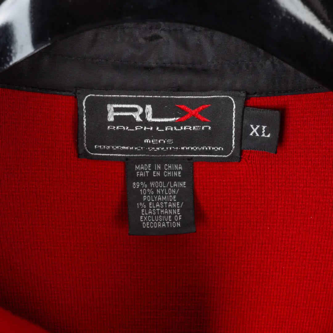 RLX Ralph Lauren Full Zip Sweater XL Red Wool Performance Knit