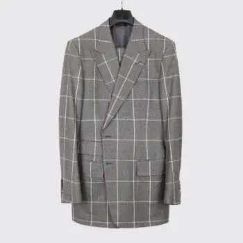 Tom Ford Suit Size EU56 L Gray Windowpane Check Wool Peak Lapel