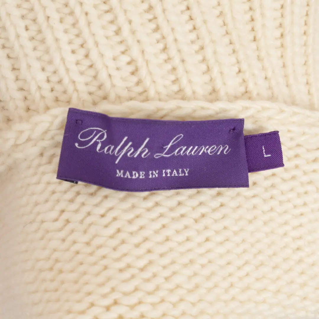 Ralph Lauren Purple Label Size L Cream Cashmere Rollneck Sweater