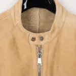 Ralph Lauren Black Label XXL Shearling Leather Moto Jacket Beige