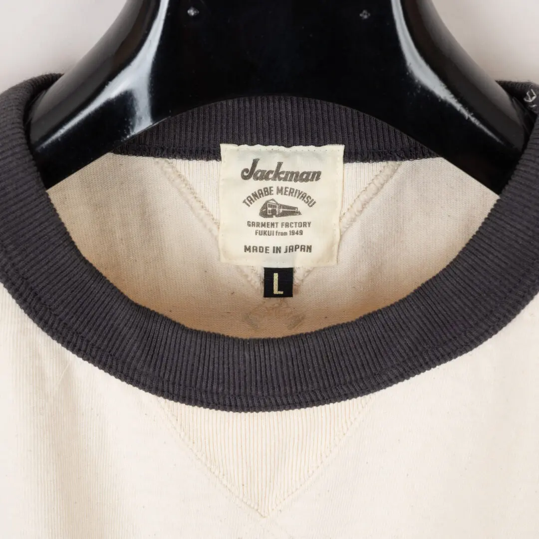 Jackman Tanabe Meriyasu Dotsume Rib Tee Size L Cream Cotton Shirt