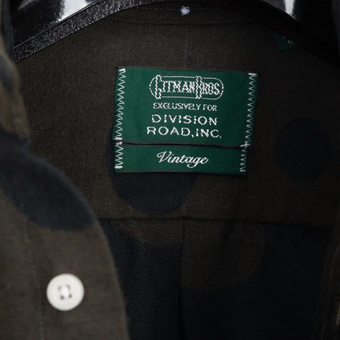 Gitman Vintage Moleskin Shirt Size 14.5 Olive Polka Dot Jacquard