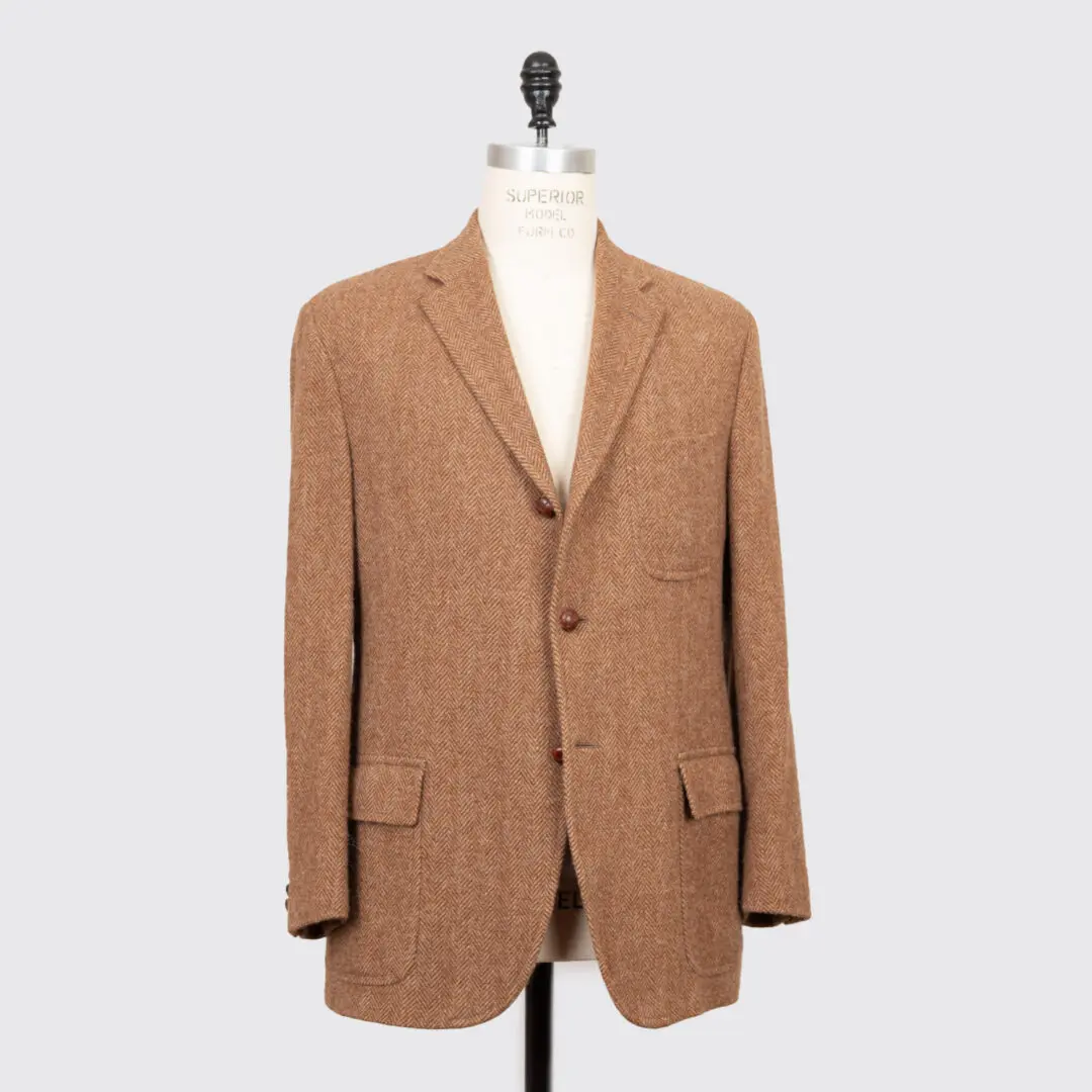 Polo Ralph Lauren Jacket Size 46R Brown Tweed Wool Three Button