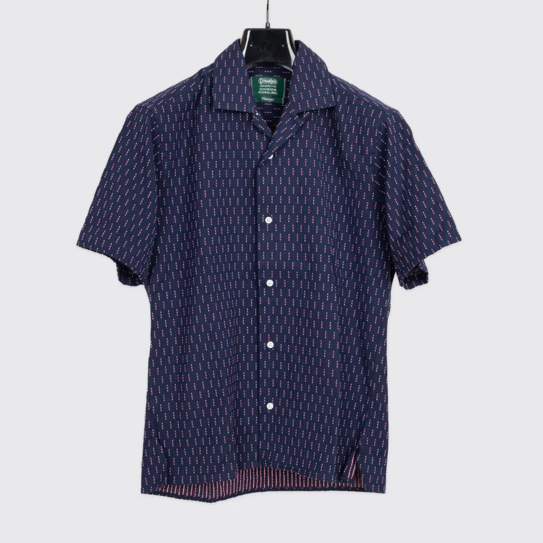 Gitman Vintage Camp Shirt Size 14.5 Navy Blue Check Short Sleeve