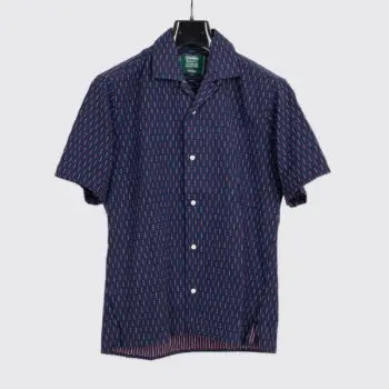 Gitman Vintage Camp Shirt Size 14.5 Navy Blue Check Short Sleeve