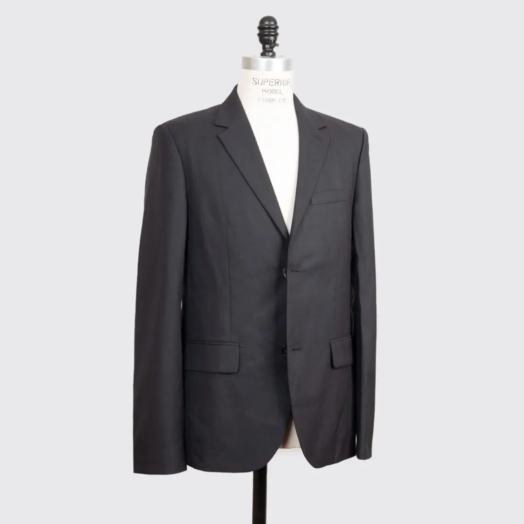A.P.C. Blazer Off Black Wool Basket Weave Slim Fit Serges Jacket