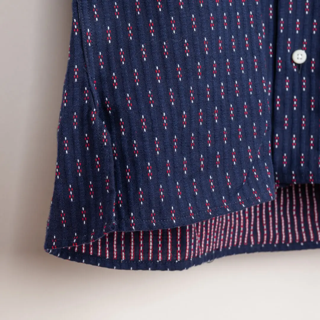 Gitman Vintage Camp Shirt Size 14.5 Navy Blue Check Short Sleeve