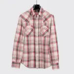 RRL Ralph Lauren Size M Double Cloth Western Shirt Gray Red Cotton