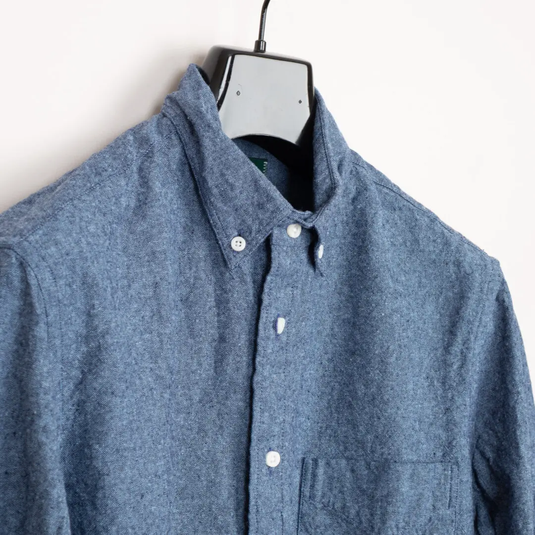 Gitman Vintage Shirt Size 14.5 Nautical Blue Cotton Linen Chambray