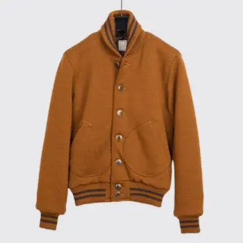 Dehen 1920 Knit Varsity Jacket Size S Dark Tan Wool Ltd Edition