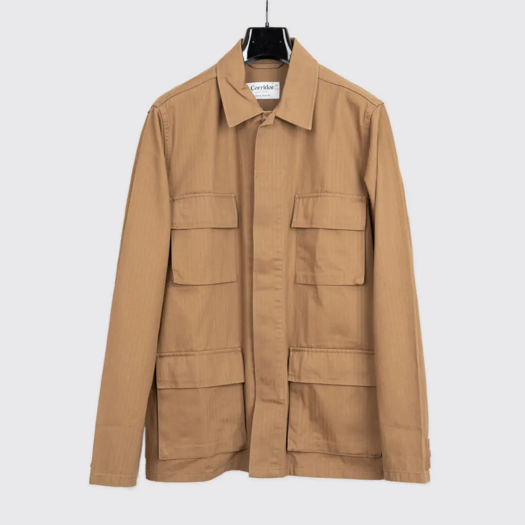 Corridor M41 Field Jacket Washed Brown Herringbone Cotton Twill