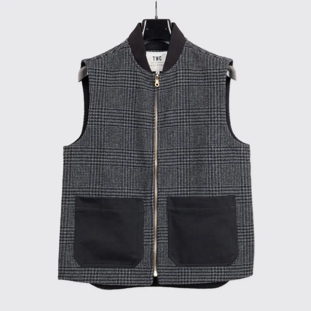 The Workers Club Vest Size S Lovat Navy Glen Plaid Utility Gilet
