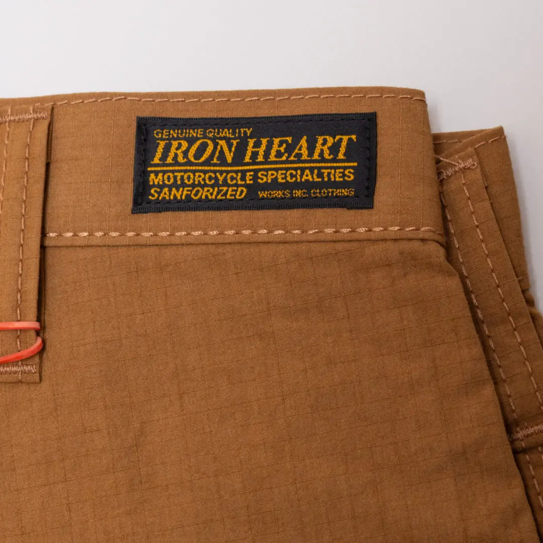 Iron Heart Cargo Shorts Brown 7oz Japanese Cotton Nylon Ripstop