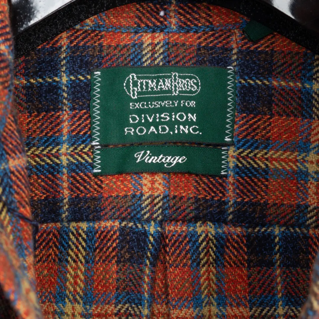 Gitman Vintage Flannel Size 15.5 Red Orange Japanese Cotton Twill