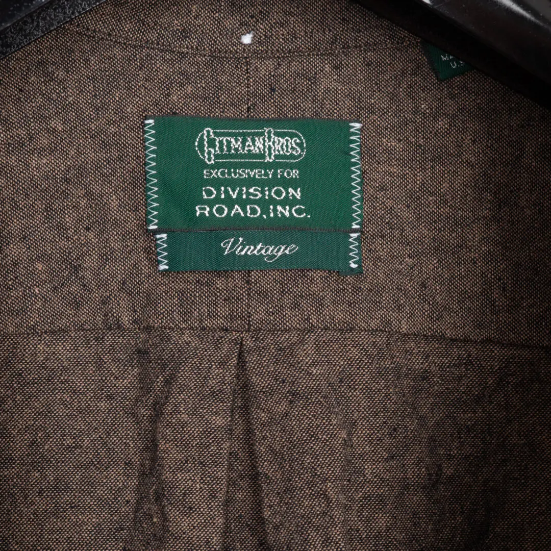 Gitman Vintage Shirt Size 14.5 Brown Slub Cotton Linen Chambray