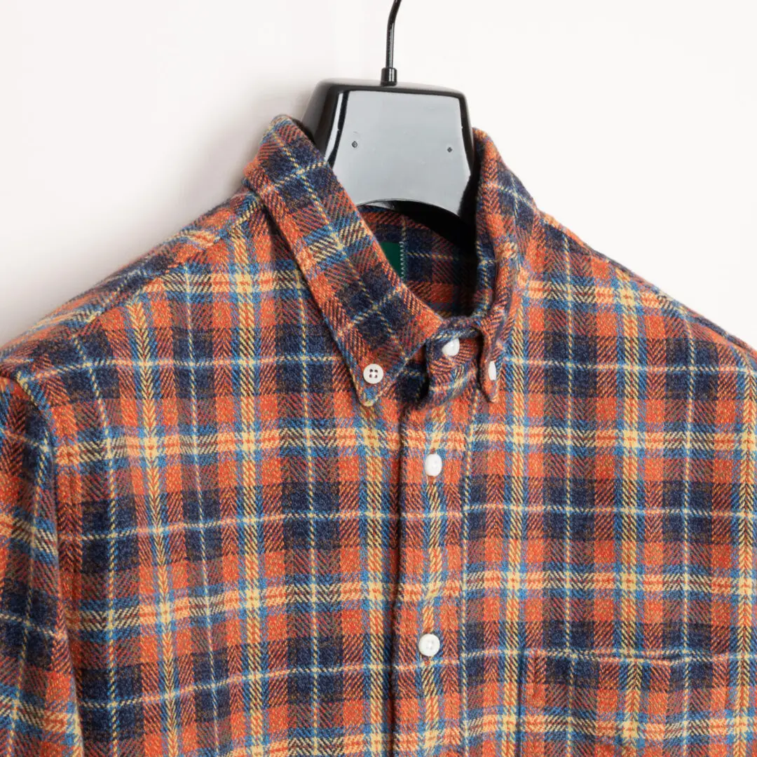 Gitman Vintage Flannel Size 15.5 Red Orange Japanese Cotton Twill