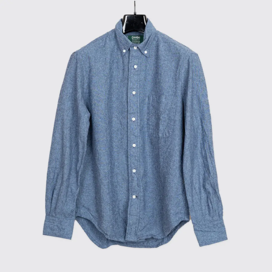 Gitman Vintage Shirt Size 14.5 Nautical Blue Cotton Linen Chambray