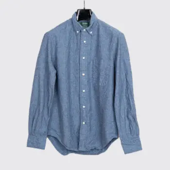 Gitman Vintage Shirt Size 14.5 Nautical Blue Cotton Linen Chambray
