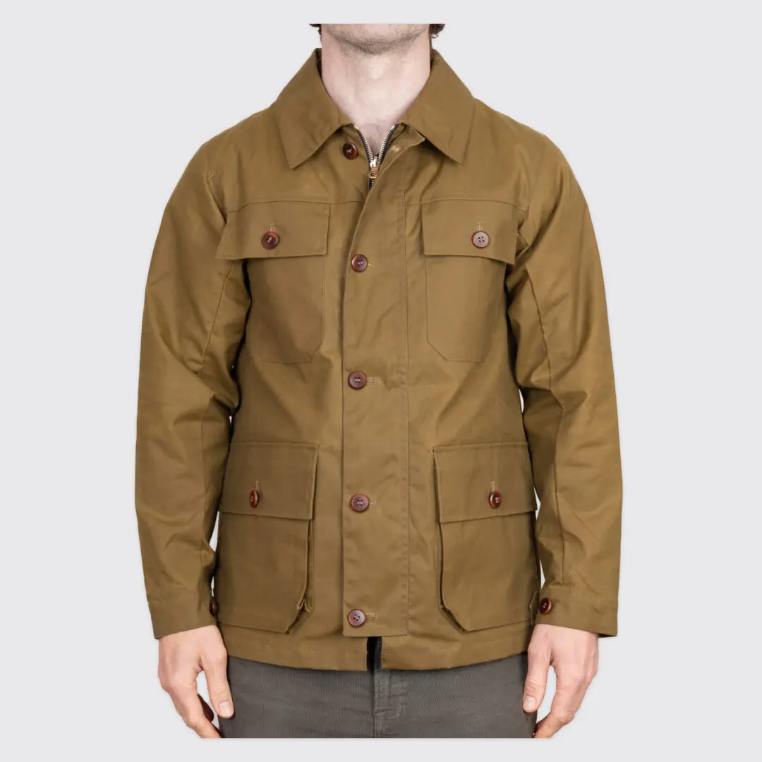 The Workers Club Size S Wax Canvas Field Jacket B. Millerain Khaki