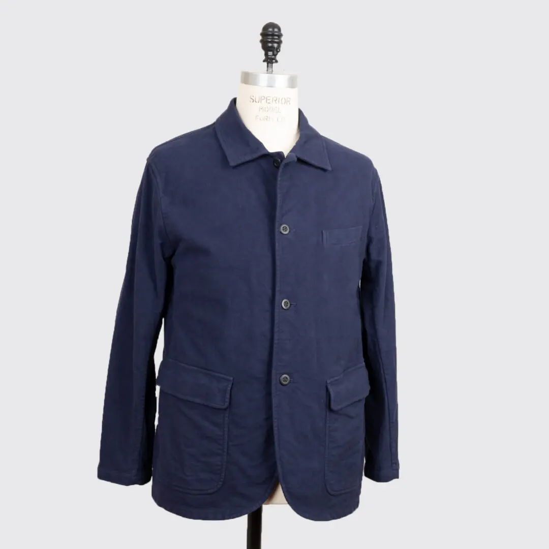 ts(s) Jacket Navy Blue Garment Dye Cotton Blend Moleskin Coverall