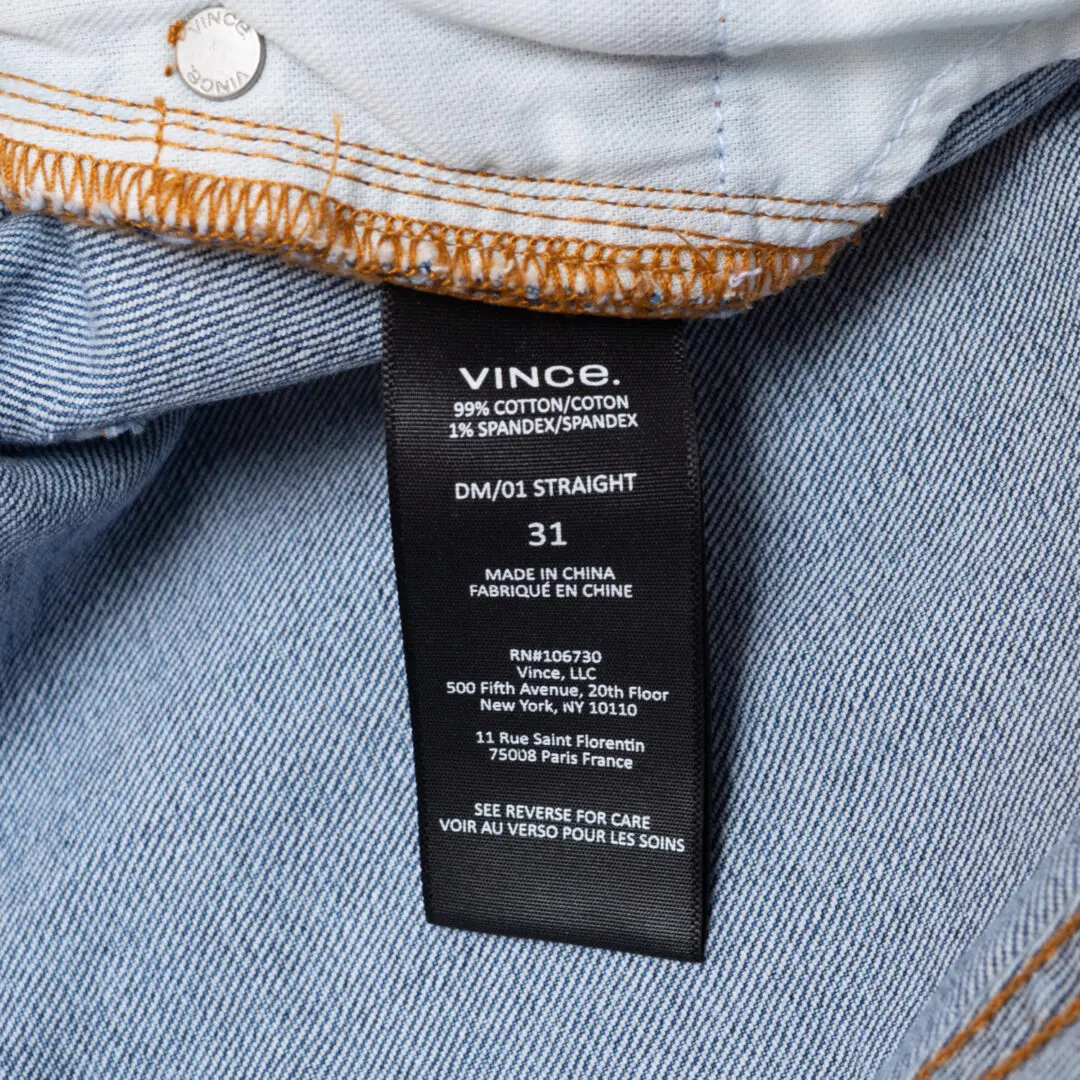 Vince Exclusive DM 01 Straight Jeans W31 Men Light Wash Cotton