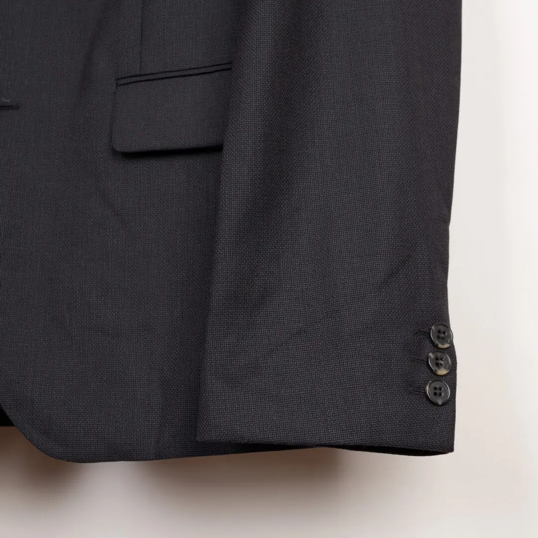 A.P.C. Blazer Off Black Wool Basket Weave Slim Fit Serges Jacket
