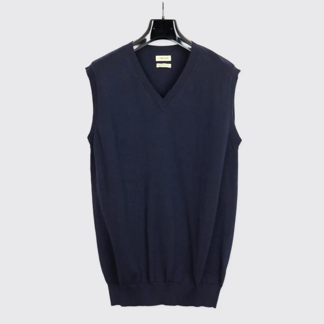 De Bonne Facture Sweater Organic Cotton Knit Vest Navy Blue