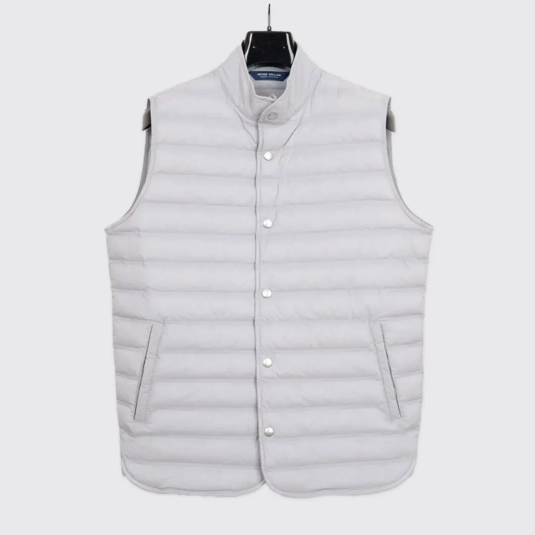 Peter Millar Regent Vest Size M Gale Grey Light Quilted Puffer