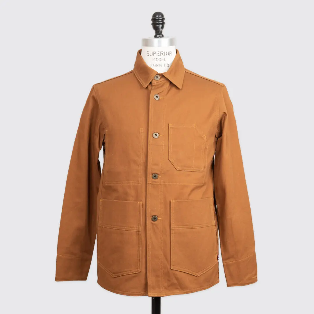 Freemans Sporting Club Size S Men 12oz Denim Chore Jacket Tobacco